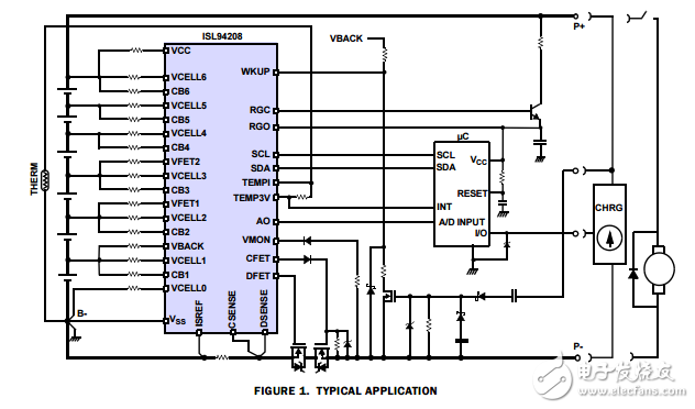 4至6芯锂离子电池管理的模拟前端ISL94208