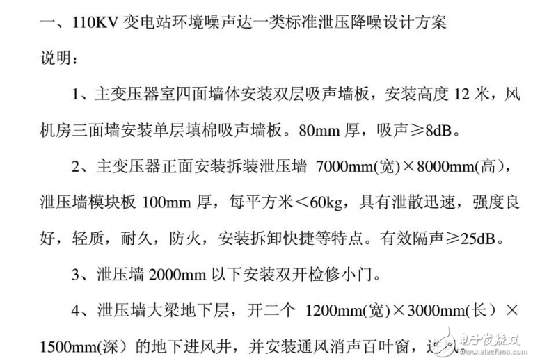 110KV变电站泄压降噪的设计方案