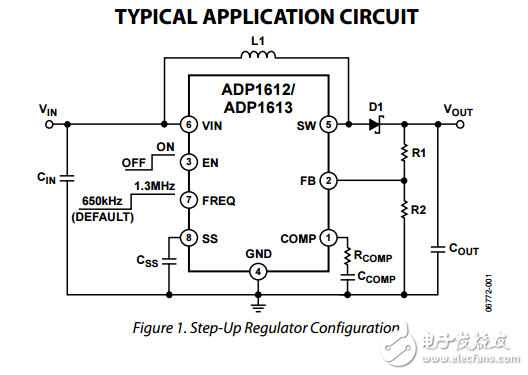 650kHz和1.3MHz升压PWM DC-DC开关转换器ADP1612/ADP1613数据表