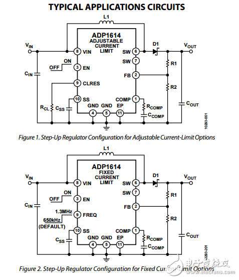 650千赫/1.3兆赫4a升压PWM直流到直流转换器的切换ADP1614数据表
