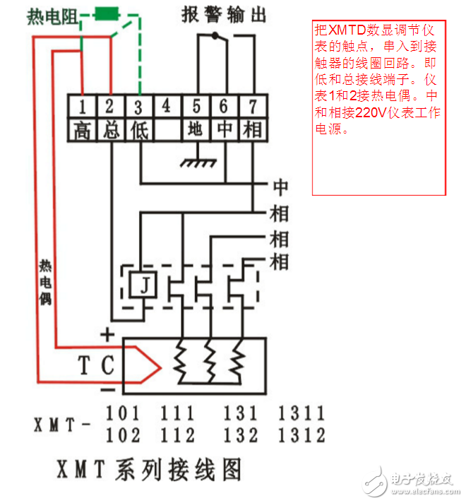 xmtd7000温控仪接线法图片