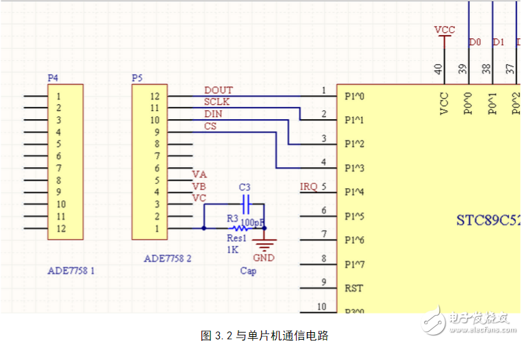 ade7758与单片机连接电路