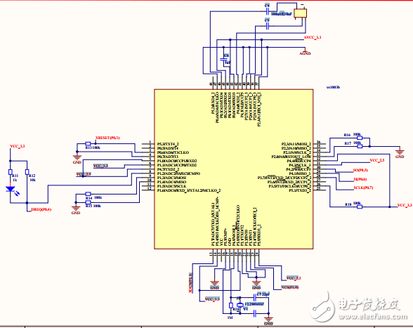 基于STC15主控与VS1003音频模块电路的播放器电路图