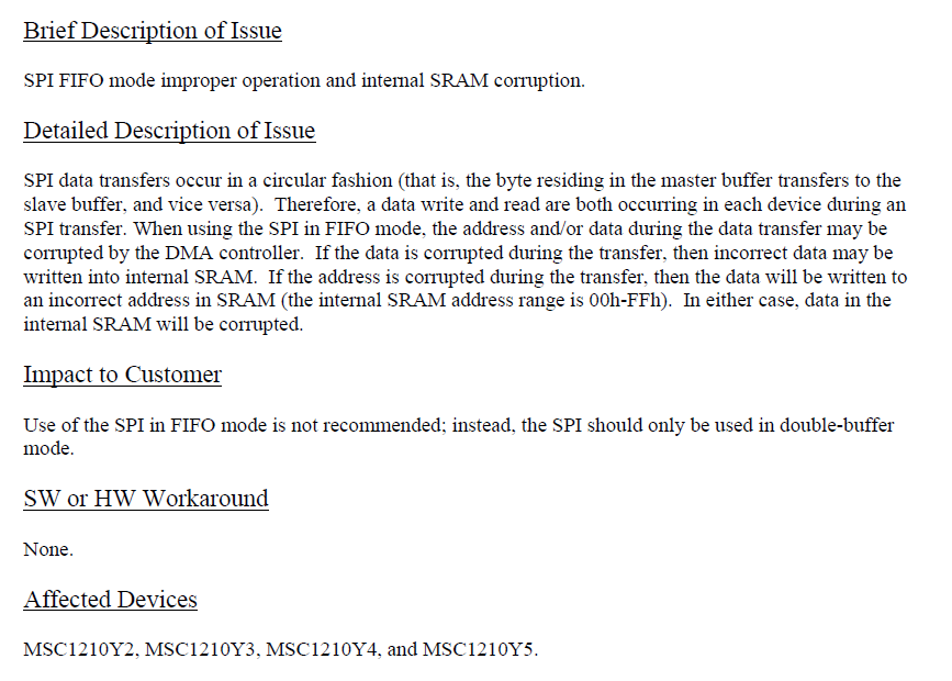 MSC1210设备功能与产品数据表异常的描述