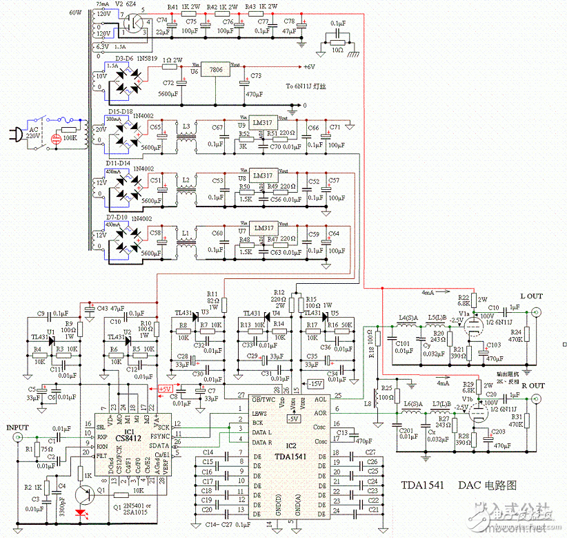 经典胆机线路图集TDA1541NOS DAC(完整胆版).GIF
